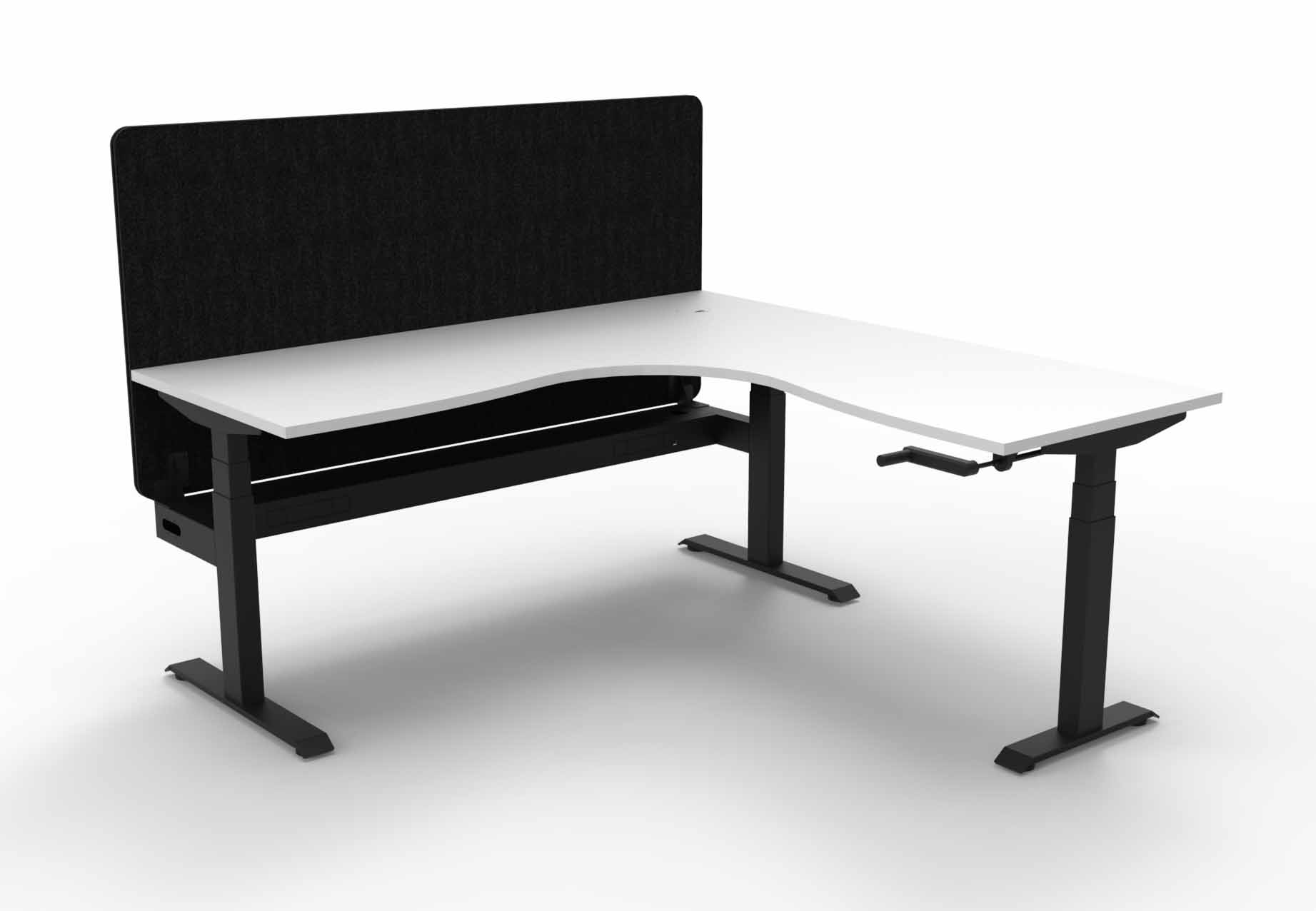 Boost Crank Manual Sit-Stand Corner Workstation with Cable Tray and Eco Screen